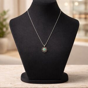 *NEW* 925 Silver Turquoise Sunburst Pendant Necklace